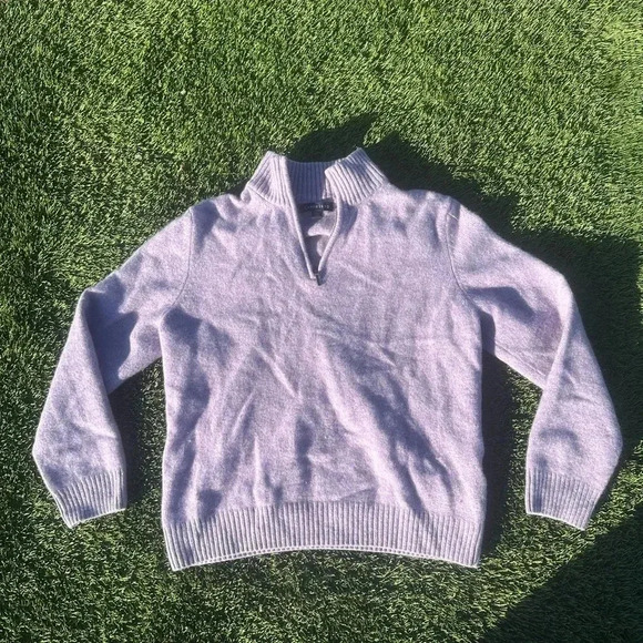 Lands’ End Lavender Wool/Cashmere 1/4 zip pullover - Picture 1 of 6